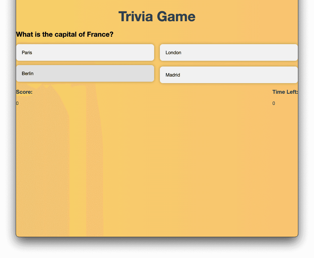 Trivia Game prototype preview